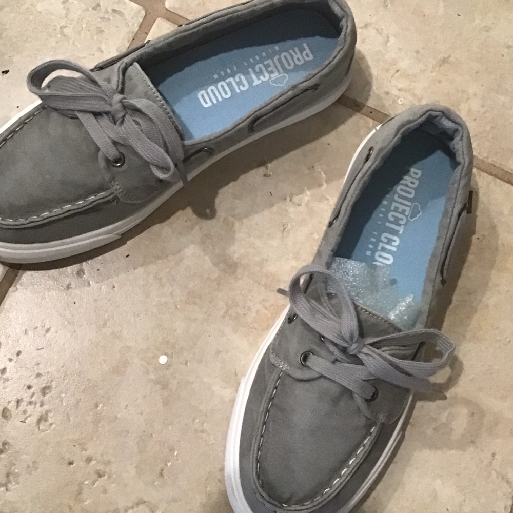 Project Cloud gray canvas Boat Shoes.